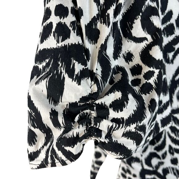 Lane Bryant SZ 14/16 Button-Up Top Floral Puff Sleeves Collared Square Neck - Picture 2 of 10